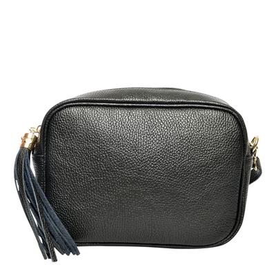 Black Italian Leather Crossbody  bag