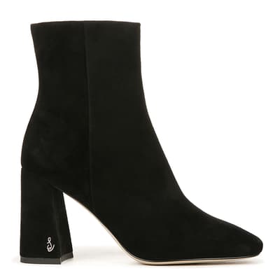 Black Suede Heeled Ankle Boots