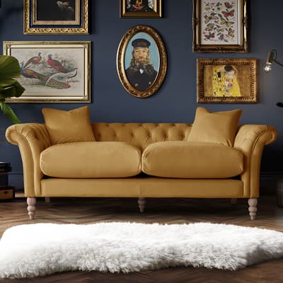 The Mayfair Large Sofa, Velvet Ochre
