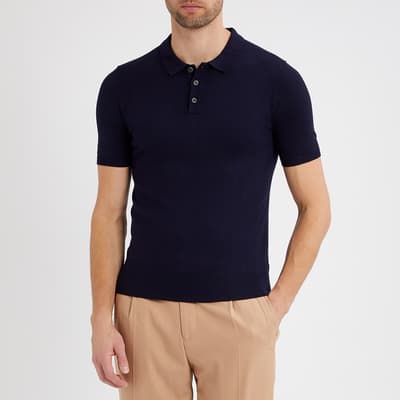 Navy Short Sleeve Knit Polo Shirt
