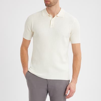 Ecru Lecce Textured Knit Polo Shirt