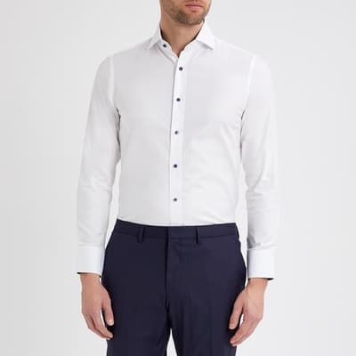White Contrast Trim Oxford Shirt
