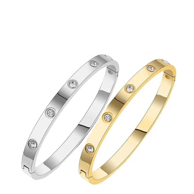 18K Gold & Silver Bangle Bracelet Set