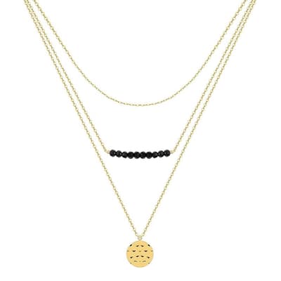 18K Gold Multi Layer Onyx Necklace