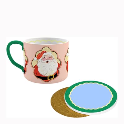 Santa Fine Bone China Mug & Coaster Set