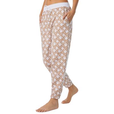 Beige Logo Printed Pajama Pants