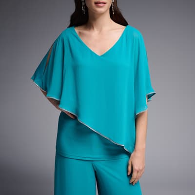 Blue Frill Cut Out Top