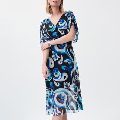 Blue Pattern Midi Dress