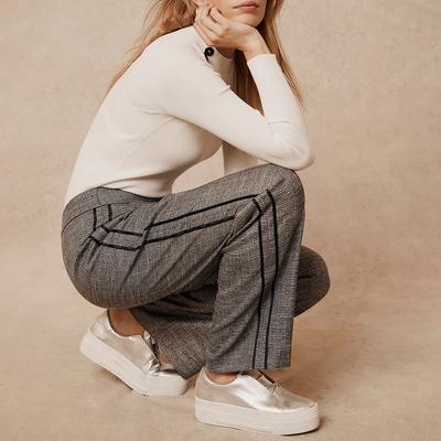Grey Metallic Check Trousers