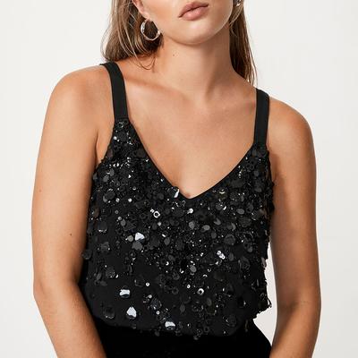 Black Scatter Sequin Top