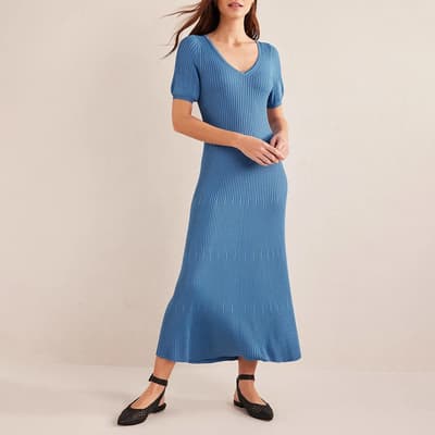 Blue Angled Empire Knitted Dress
