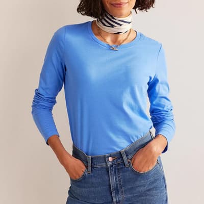 Blue Pure Cotton Long Sleeve Top