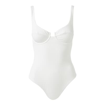 Ribbed Sanremo White Waves Swimsuit