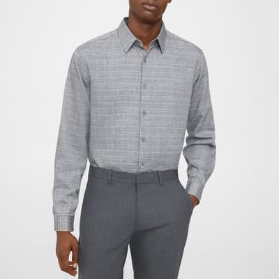 Grey Irving Grid Print Cotton Shirt