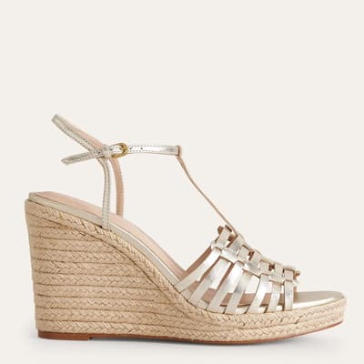 Gold Strappy Espadrille Wedges