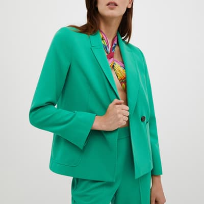 Green Batik Single Breasted Blazer