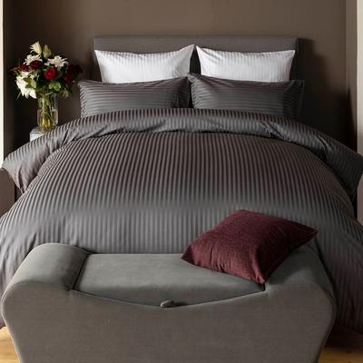 540Tc Satin Stripe King Duvet Cover Set, Charcoal