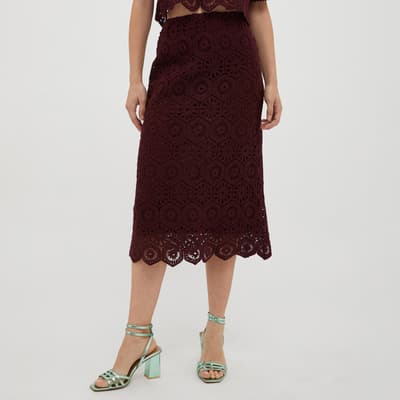 Burgundy Elfo Crochet Cotton Skirt