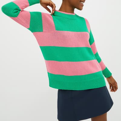 Pink/Green Bea Stripe Cotton Jumper