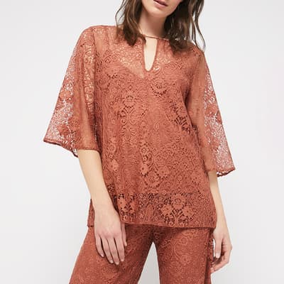 Brown Bisso Lace Top