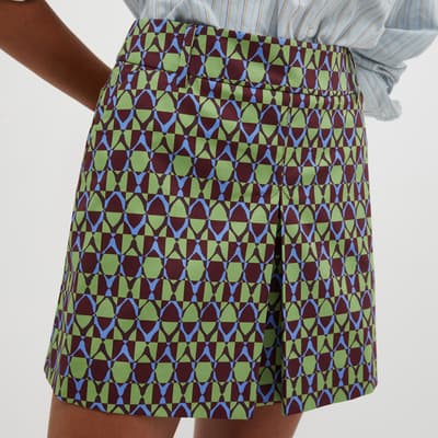 Green Brigitta Cotton Pattern Skirt