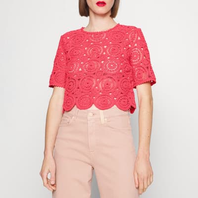 Pink Dava Crochet Cotton Top