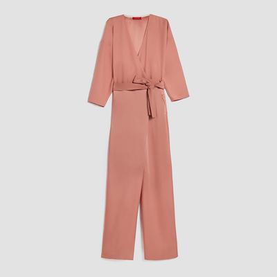 Pink Lesena V-Neck Jumpsuit