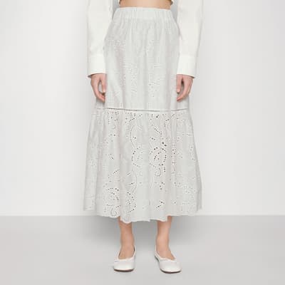 White Linea Cotton Midi Skirt
