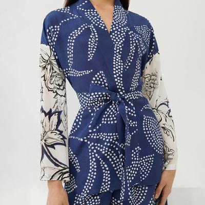 Blue Impatto Silk Pattern Jacket