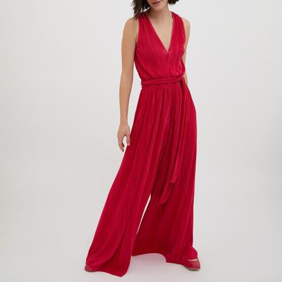 Red Terzina Pleated Jumpsuit