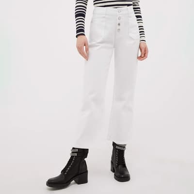 White Cedola Cotton Straight Jeans 