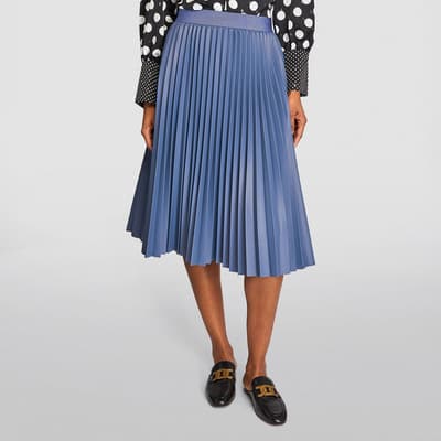 Blue Galatina Pleated Midi Skirt 