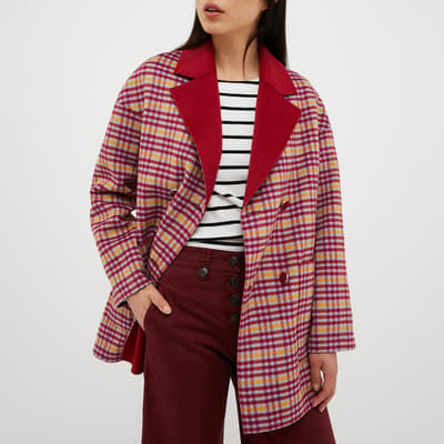 Red/Multi Otero Check Wool Coat