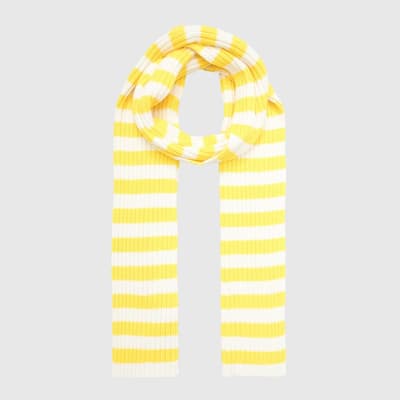 Yellow/White Ottuplo Stripe Cotton Blend Scarf