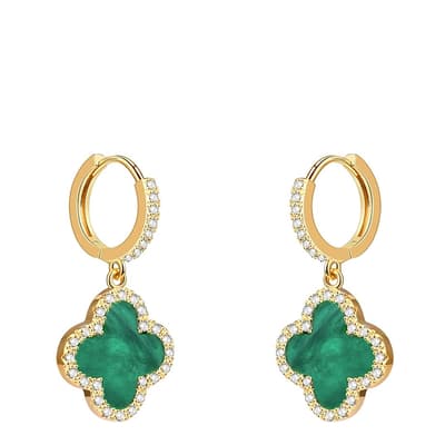 18K Gold Green Drop Embelisshed Earrings
