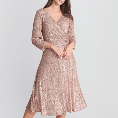 Pink Libbie Midi A-Line Sequin Dress