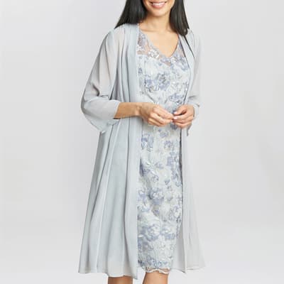 Blue Tracy Embroidered Dress