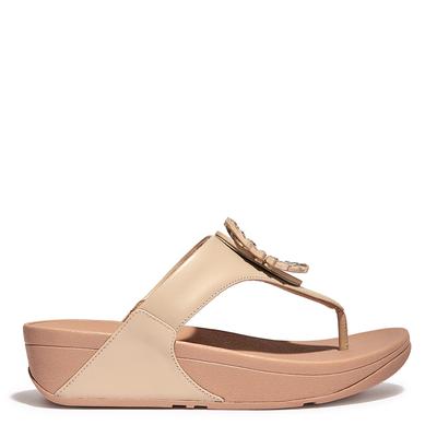 Beige Lulu Leather Crystal Sandal  