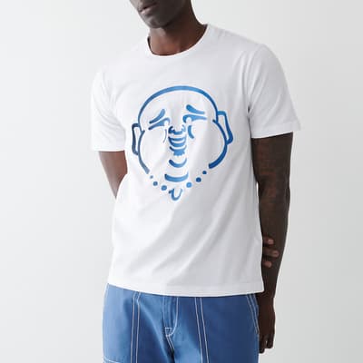 White Buddha Face Logo Cotton T-Shirt