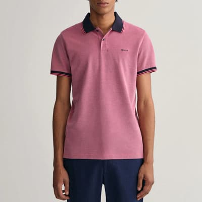 Pink Contrast Cotton Polo Shirt