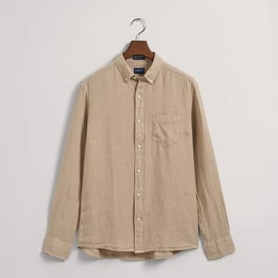 Camel Pocket Linen Shirt