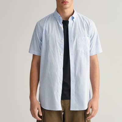 Pale Blue Regular Broadcloth Stripe Shirt