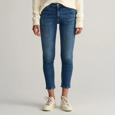 Mid Blue Cropped Slim Jeans