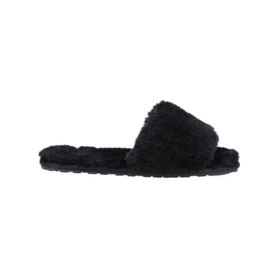 Black Prue Faux Fur Slippers
