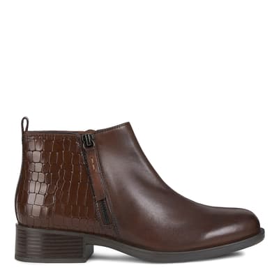 Brown Leather Resia Croc Ankle Boot