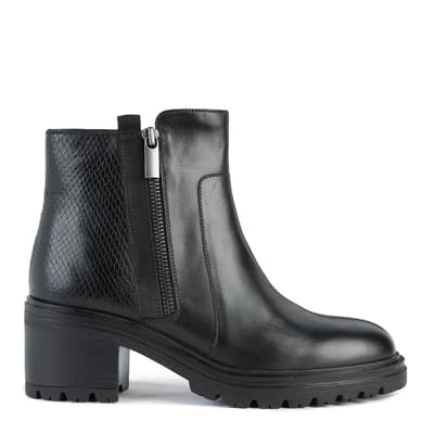 Black Leather Damiana Ankle Boot