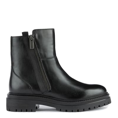 Black Leather D Iridea Ankle Boot