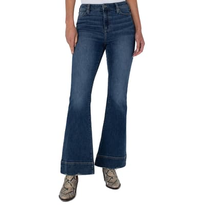 Mid Blue Flared Stretch Jeans