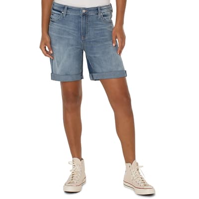 Blue Marley Cotton Denim Shorts