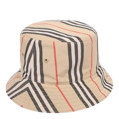 Beige Burberry Embroidered Bucket Hat